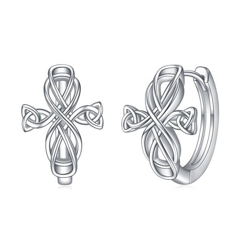 Celtic Knot Hoop Silver Earrings