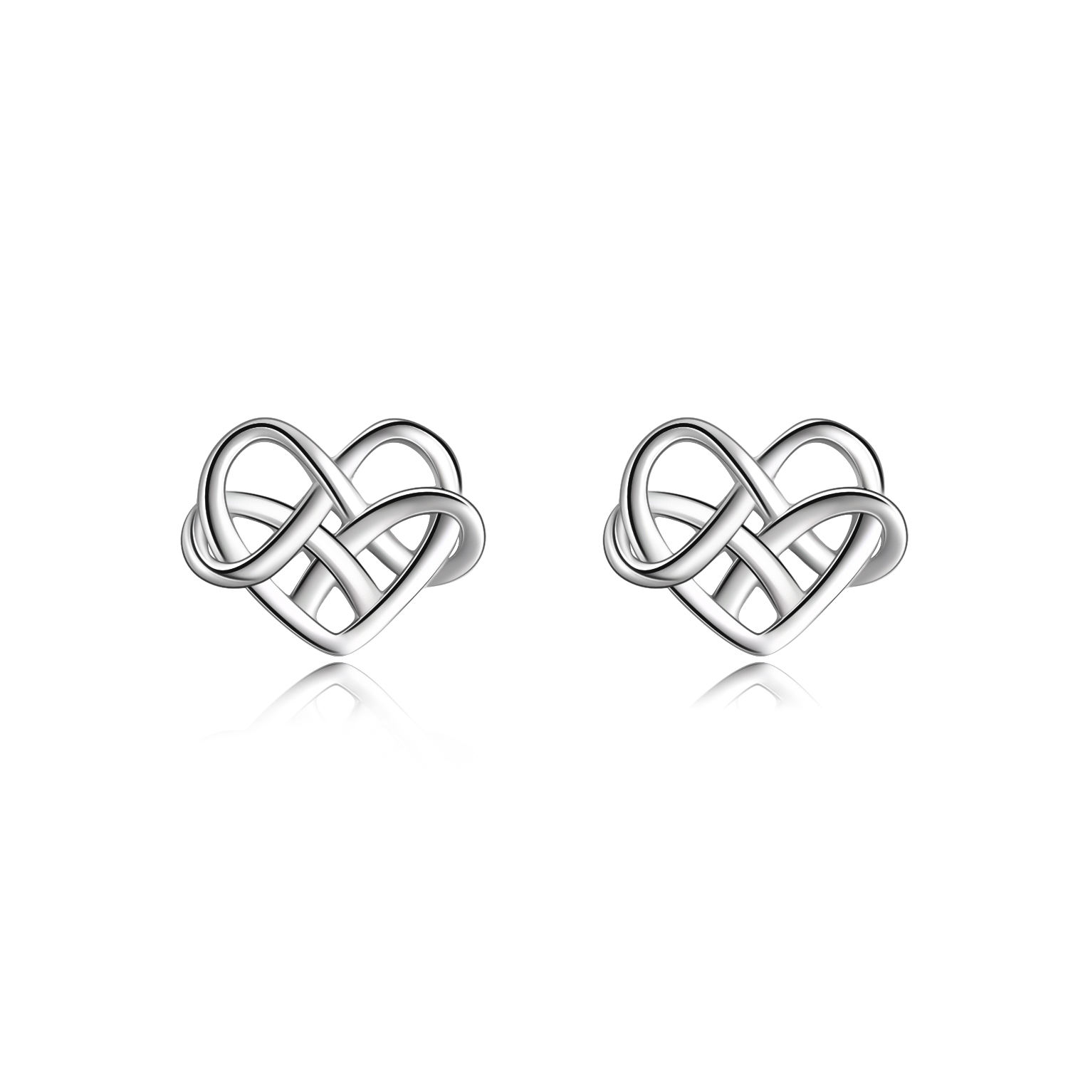 Celtic Knot Heart Shaped Silver Earrings