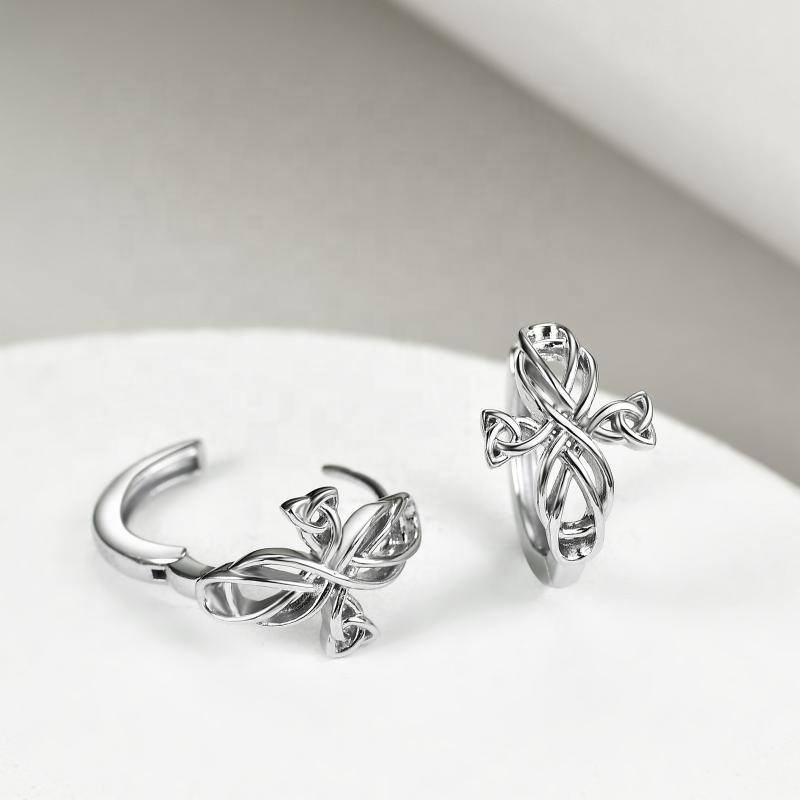 Celtic Knot Hoop Silver Earrings